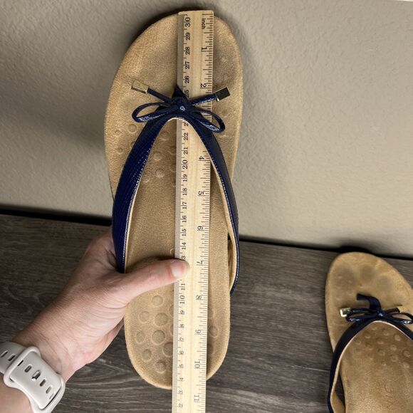 Vionic Flip Flop Shoes Sandals Bow Bella Women's 11? Navy Blue Comfort Support - Picture 10 of 11